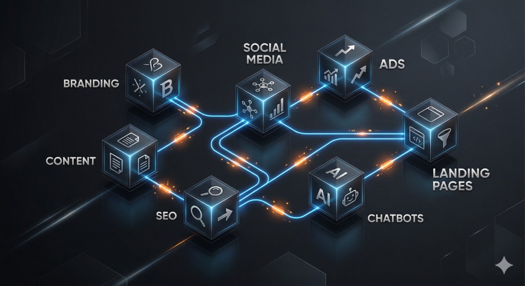 NeuroBrand AI — Ecosistema completo de servicios digitales conectados